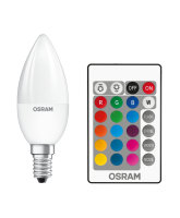OSRAM RGBW + Fernbedienung E14 LED Kerze 4,5W B25 Dimmbar...