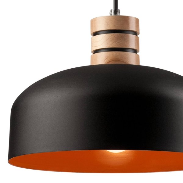 Bioledex Pendelleuchte 2-Farben-Design 30cm E27 Metall schwarz-orange