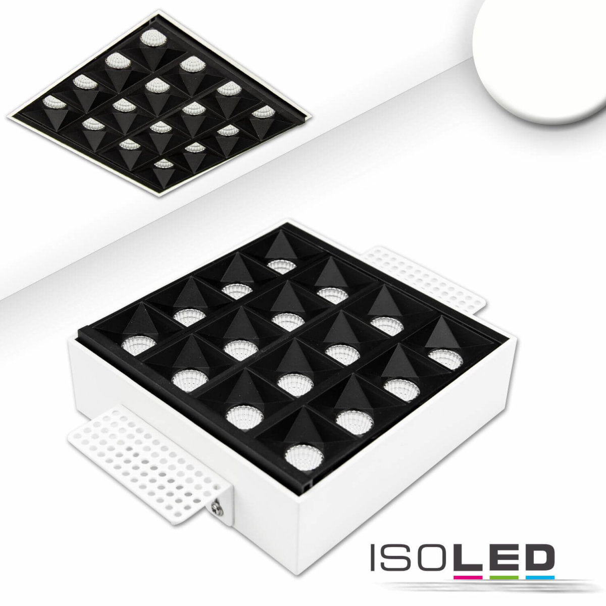 LED Einbauleuchte Raster flächenbündig schwarz 15W, 1-10 neutralweiß